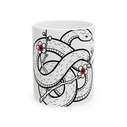 11oz Ceramic Mug, Snake Plum Blossom, Family Gift, Friend Gift