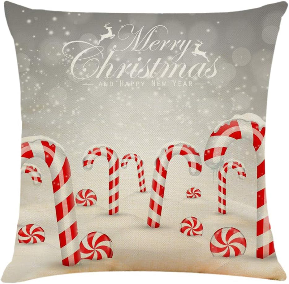 4PCS 18"X18" Throw Pillow Covers Christmas Decorative Couch Pillow Cases Cotton Linen Pillow Square Cushion Cover for Sofa, Couch, Bed and Car (Christmas-F)