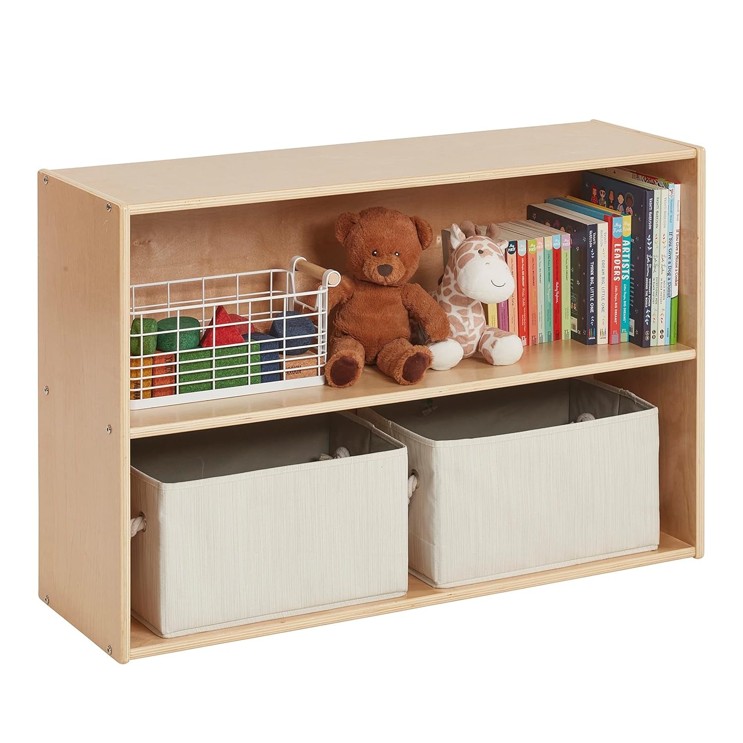 Streamline 2-Shelf Storage Cabinet, 24In, Kid'S Bookshelf, Natural