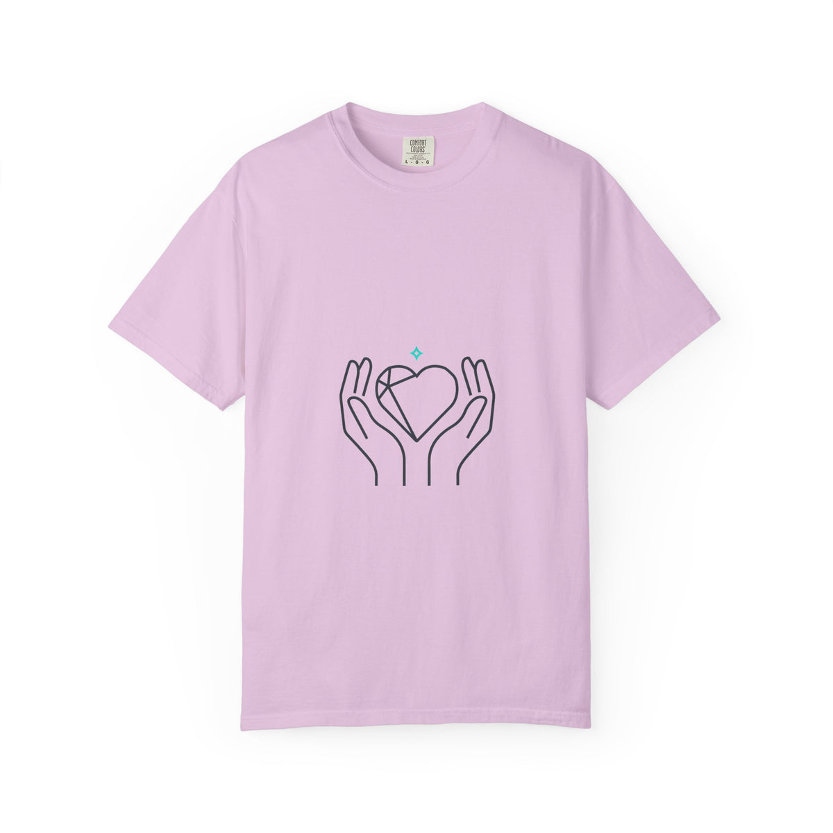 Line Art Heart Hands | Garment-Dyed Unisex Tee, Soft Cotton Crewneck | Valentine & Galentine Gift | Minimal Y2K Aesthetic