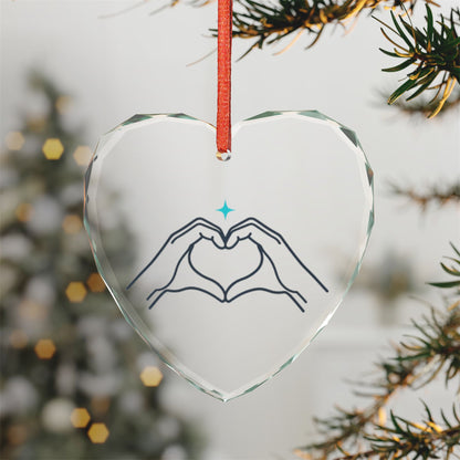 Line Art Heart Hands | Crystal Glass Heart Ornament Decor | Valentine, Galentine’s, Couples & Friends Gift | Minimal Y2K Chic