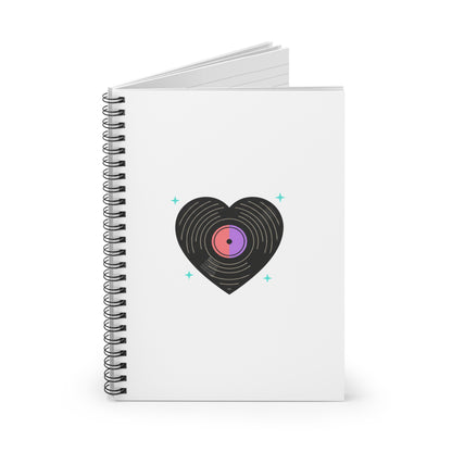 Vinyl Record Heart Design | Spiral Journal Notebook for Notes & Lyrics | Valentine & Galentine Gift for Music Lovers | Y2K Aesthetic