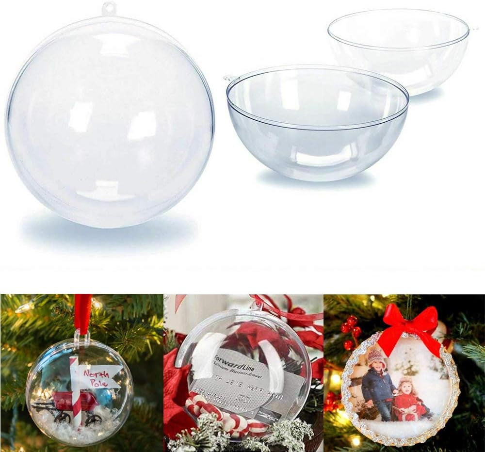 20 Pack Clear Plastic Fillable Ornament Ball 3.93''/100Mm for Christmas,Holiday, Wedding,Party,Home Décor