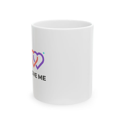 Minimal Love Line Art Hearts | 11oz Ceramic Coffee Mug for Daily Sips | Valentine & Galentine Gift for Friends & Family | Modern Minimal