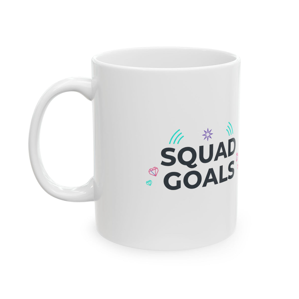 Squad Goals Achieved | 11oz Ceramic Coffee Mug for Besties | Galentine’s & Friend Group Gift | Trendy Trophy Typography
