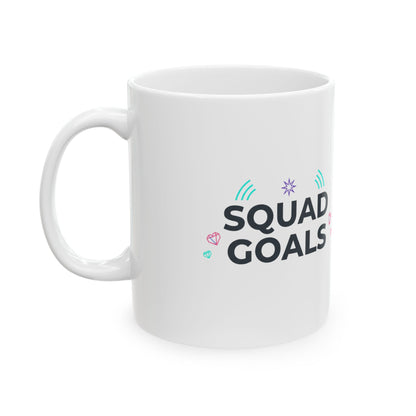 Squad Goals Achieved | 11oz Ceramic Coffee Mug for Besties | Galentine’s & Friend Group Gift | Trendy Trophy Typography