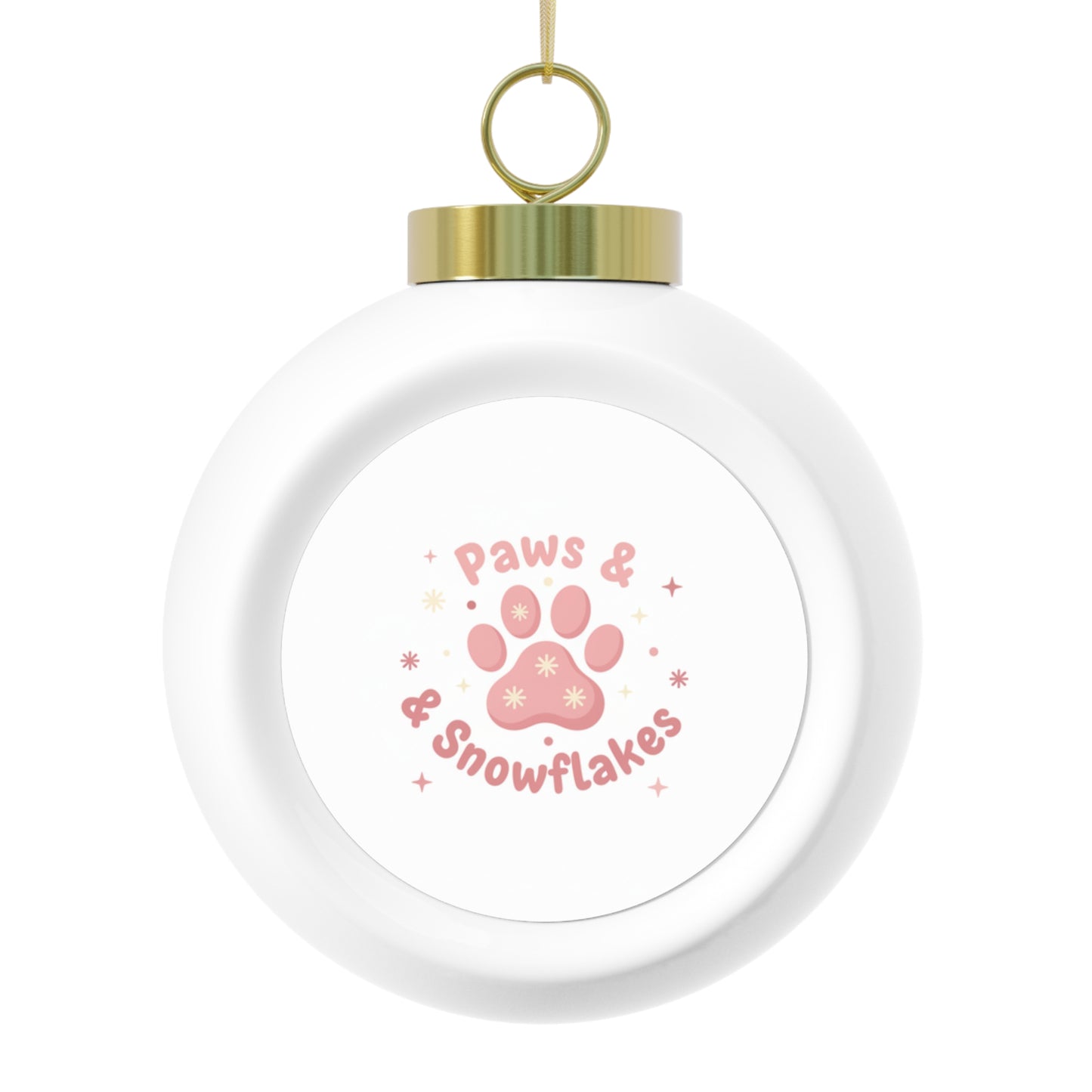 Christmas Ball Ornament Paws & Snowflakes Pet Holiday Design