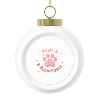 Christmas Ball Ornament Paws & Snowflakes Pet Holiday Design