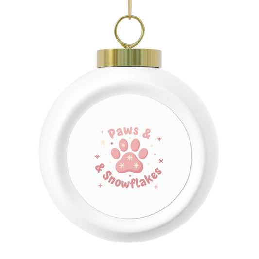 Christmas Ball Ornament Paws & Snowflakes Pet Holiday Design