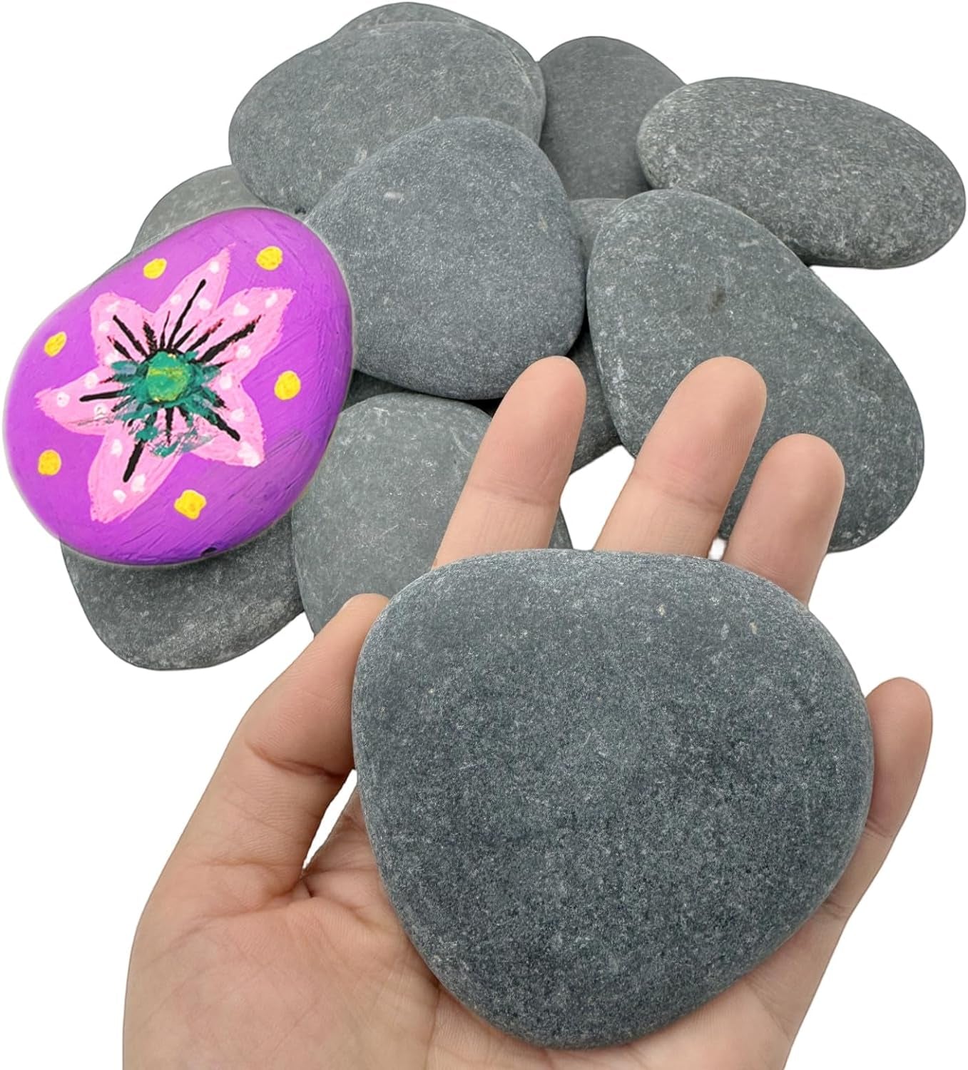 50PCS Painting Rocks, Natural DIY Rocks Flat & Smooth Kindness Rocks for Arts, Crafts, Decoration, Medium & Small Rocks for Painting ，1.5"-3"Hand Picked for Painting Rocks