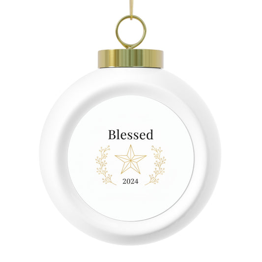 Christmas Ball Ornament - Blessed Script Design