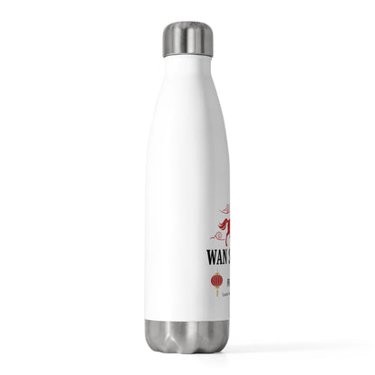 Wan Shi Paper Cut Greeting | 20oz Insulated Tumbler Bottle Travel Cup | Lunar New Year Gift for Family & Friends | Red Gold
