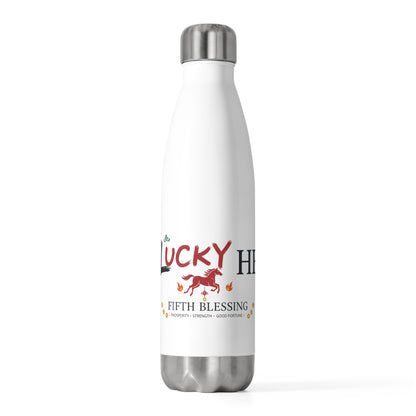 Lucky He Fire Horse 2026 | 20oz Insulated Tumbler Bottle, Stainless Steel | Lunar New Year Gift for Family & Teachers | Red Gold