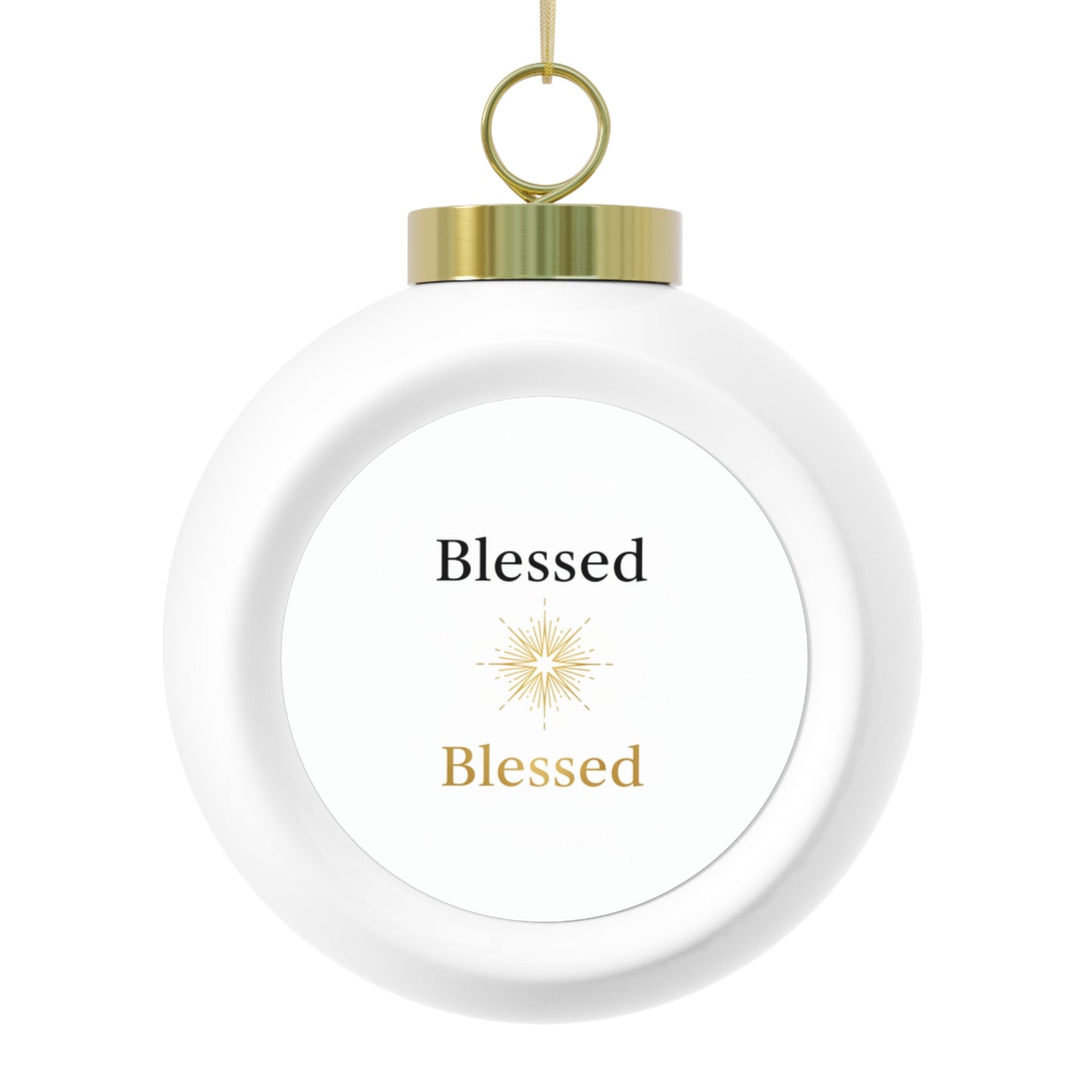 Christmas Ball Ornament - Blessed Script (Vintage Glossy)