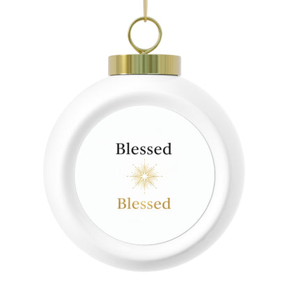 Christmas Ball Ornament - Blessed Script (Vintage Glossy)