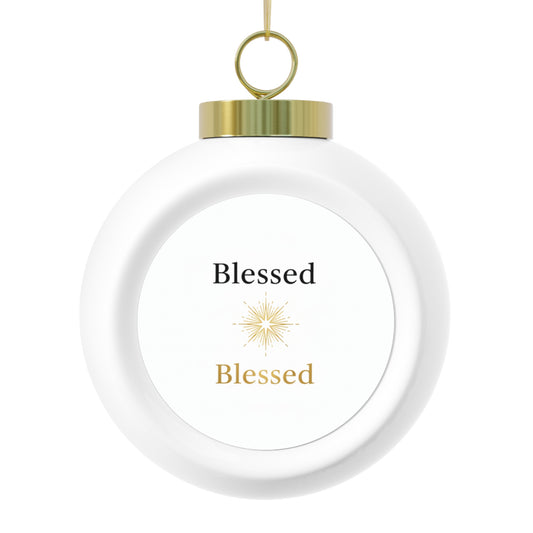 Christmas Ball Ornament - Blessed Script (Vintage Glossy)