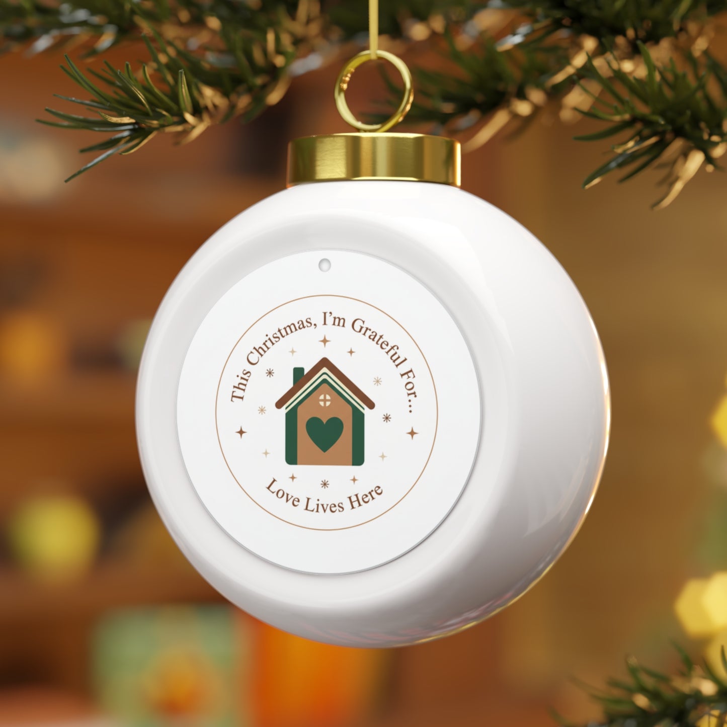 Ceramic Christmas Ball Ornament - Love Lives Here