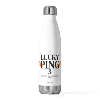 Lucky Ping Fire Horse 2026 | 20oz Insulated Stainless Steel Tumbler Bottle | Lunar New Year Gift for Family & Friends | Red Gold Festive