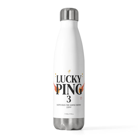 Lucky Ping Fire Horse 2026 | 20oz Insulated Stainless Steel Tumbler Bottle | Lunar New Year Gift for Family & Friends | Red Gold Festive