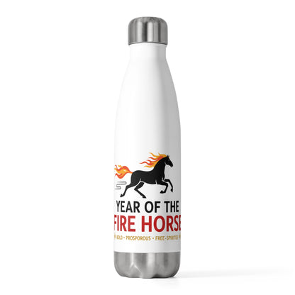Fire Horse Lunar New Year 2026 | 20oz Insulated Stainless Steel Tumbler Bottle | CNY Gift for Family & Teachers | Red Gold Paper-Cut Style
