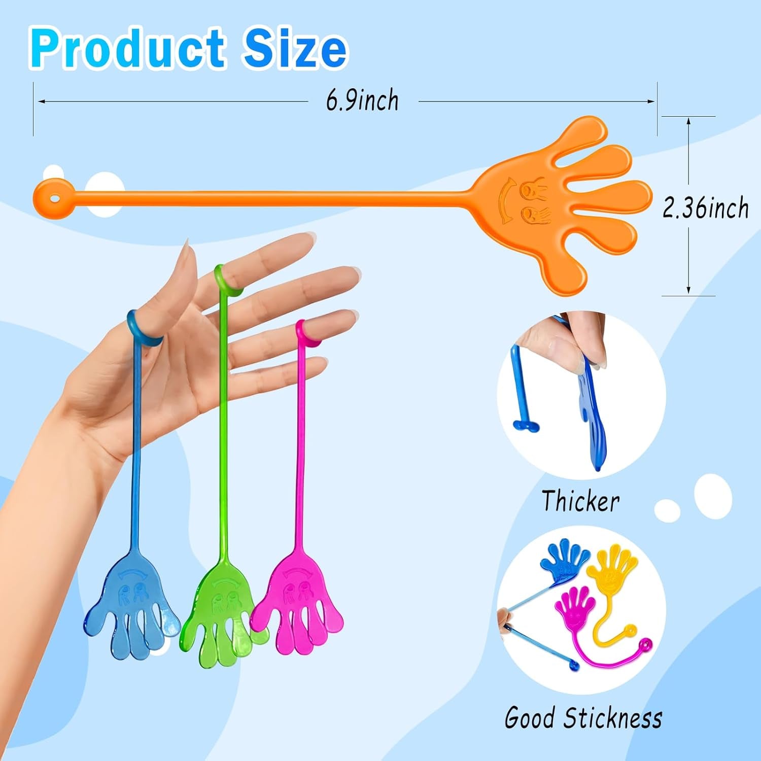 Sticky Hands Bulk 48 PCS Party Favors for Kids 4-8 8-12 Stretchy Sticky Hand Toy Christmas Stocking Stuffers for Kids Goodie Bag Stuffers Treasure Box Toys for Classroom Prizes Birthday Party Supplies