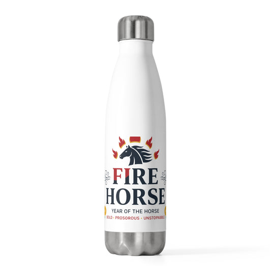 Fire Horse Lunar New Year 2026 | 20oz Insulated Stainless Steel Tumbler Bottle | CNY Family & Teacher Gift | Red Gold