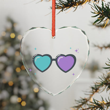 Y2K Heart Sunglasses | Crystal Glass Heart Ornament Decor | Valentine, Galentine’s & Bestie Gift | Pink Gradient Aesthetic