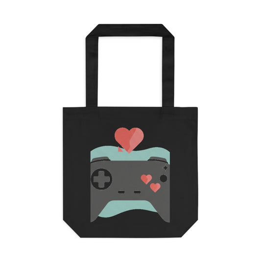 Pastel Game Controller Hearts | Cotton Tote Bag for Gamers | Valentine & Galentine Gift | Y2K Aesthetic Gen Z