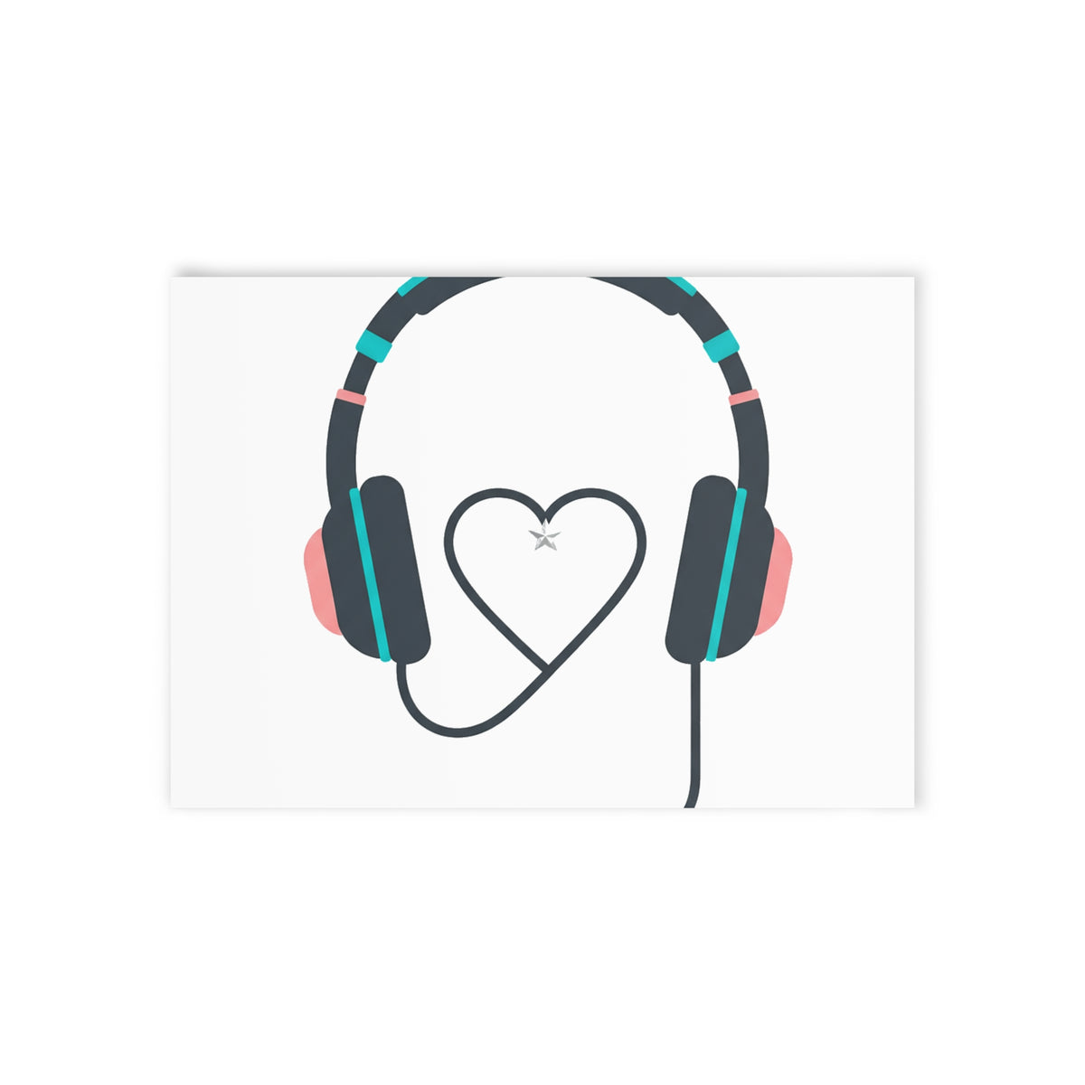 Heart Cord Headphones Design | Valentine Holiday Greeting Card + Postcard | Galentine’s, Couples, Friends | Y2K Aesthetic