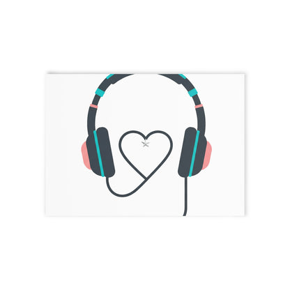 Heart Cord Headphones Design | Valentine Holiday Greeting Card + Postcard | Galentine’s, Couples, Friends | Y2K Aesthetic