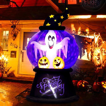 Halloween Inflatables Yard Decorations, 6Ft Tall Halloween Inflatable Snow Globe with Ghost Pumpkins, Lighted Blow up Halloween Decoration for Indoor, Outdoor, Garden, Holiday, Home