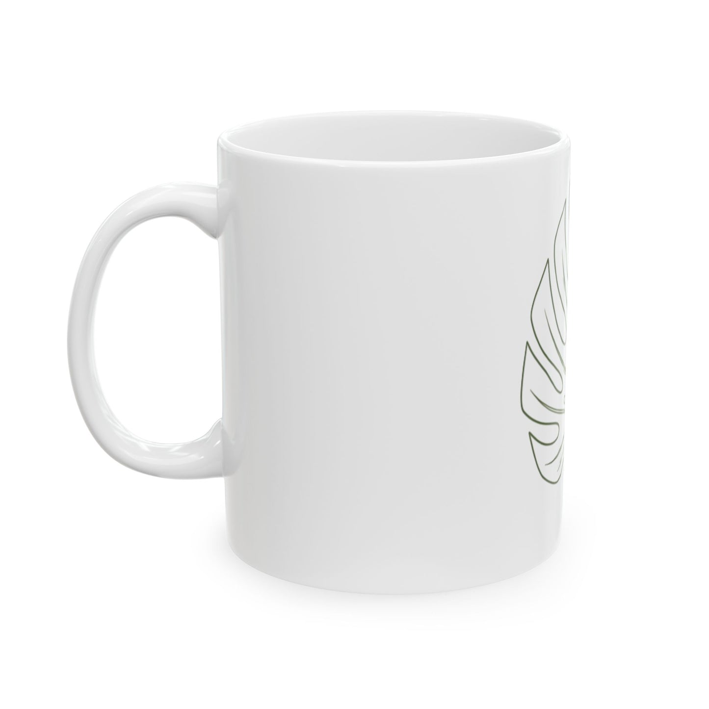 11oz Ceramic Mug, Monstera Outline, Family Gift, Friend Gift