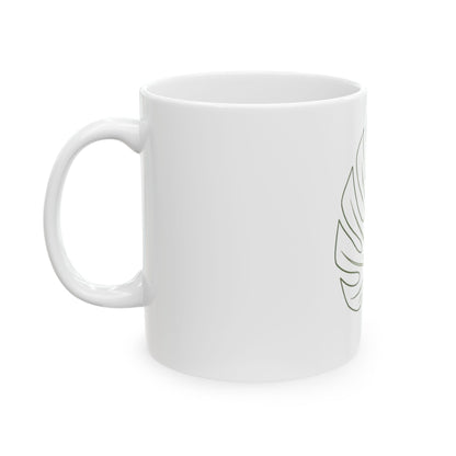 11oz Ceramic Mug, Monstera Outline, Family Gift, Friend Gift