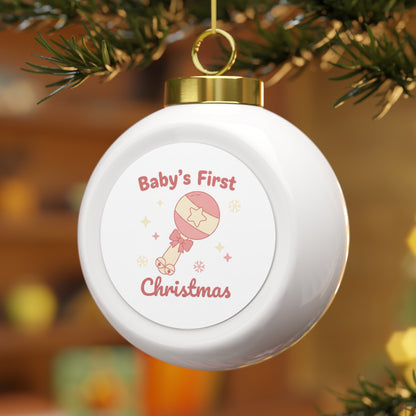 Christmas Ball Ornament - Baby's First Christmas Ceramic Keepsake
