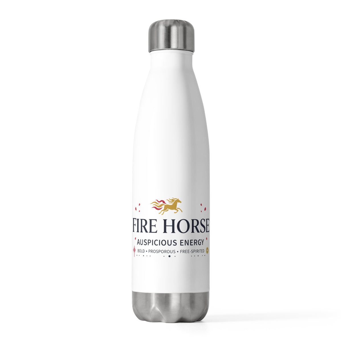 Fire Horse Lunar New Year 2026 | 20oz Insulated Stainless Steel Tumbler Bottle | CNY Gift for Family, Teachers & Friends | Red Gold
