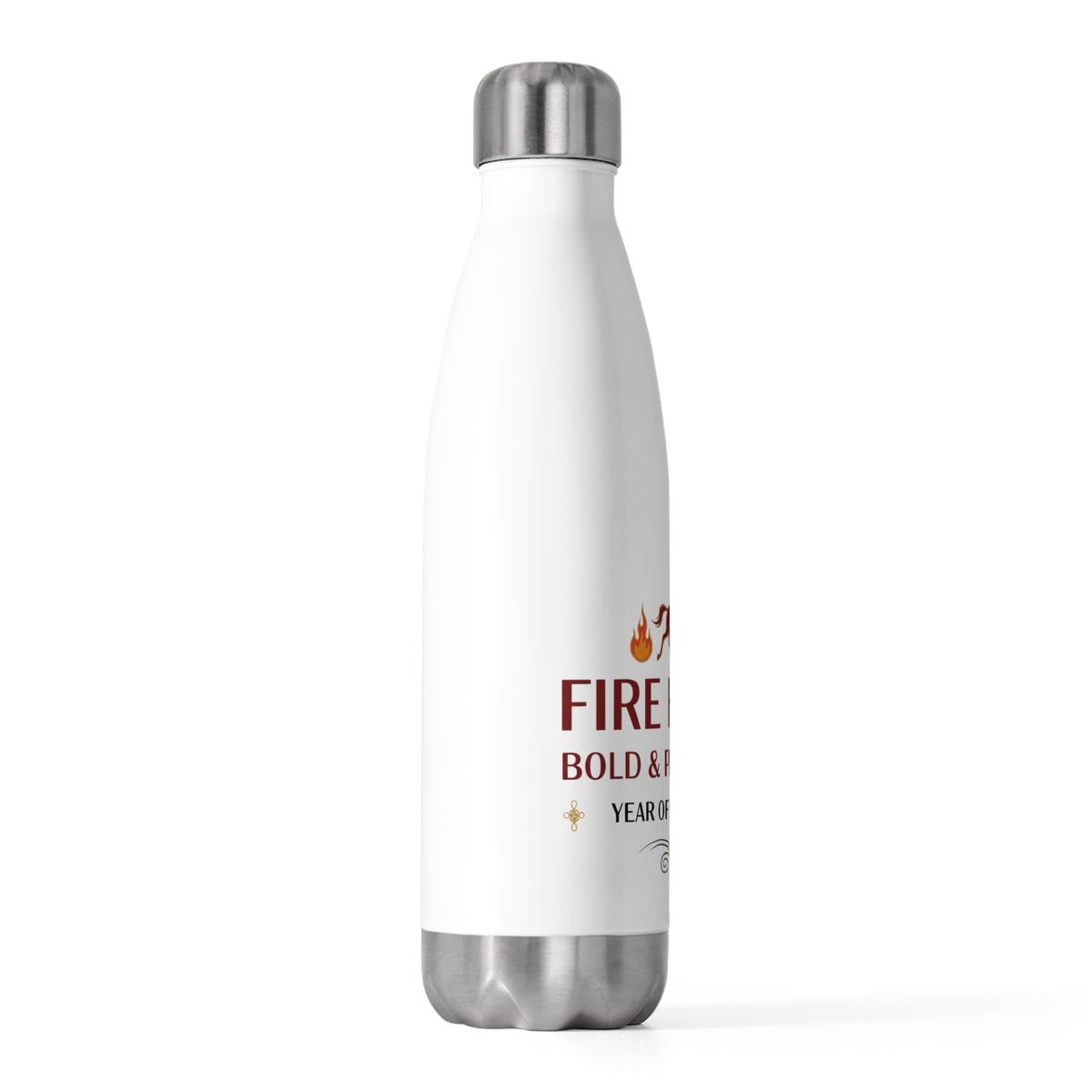 Fire Horse Lunar New Year 2026 | 20oz Insulated Stainless Steel Tumbler Bottle | Family & Teacher CNY Gift | Red Gold Paper Cut Style