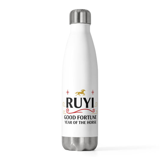 Modern Ruyi Greeting | 20oz Insulated Stainless Steel Tumbler Bottle | Lunar New Year Gift for Family & Friends | Red Gold