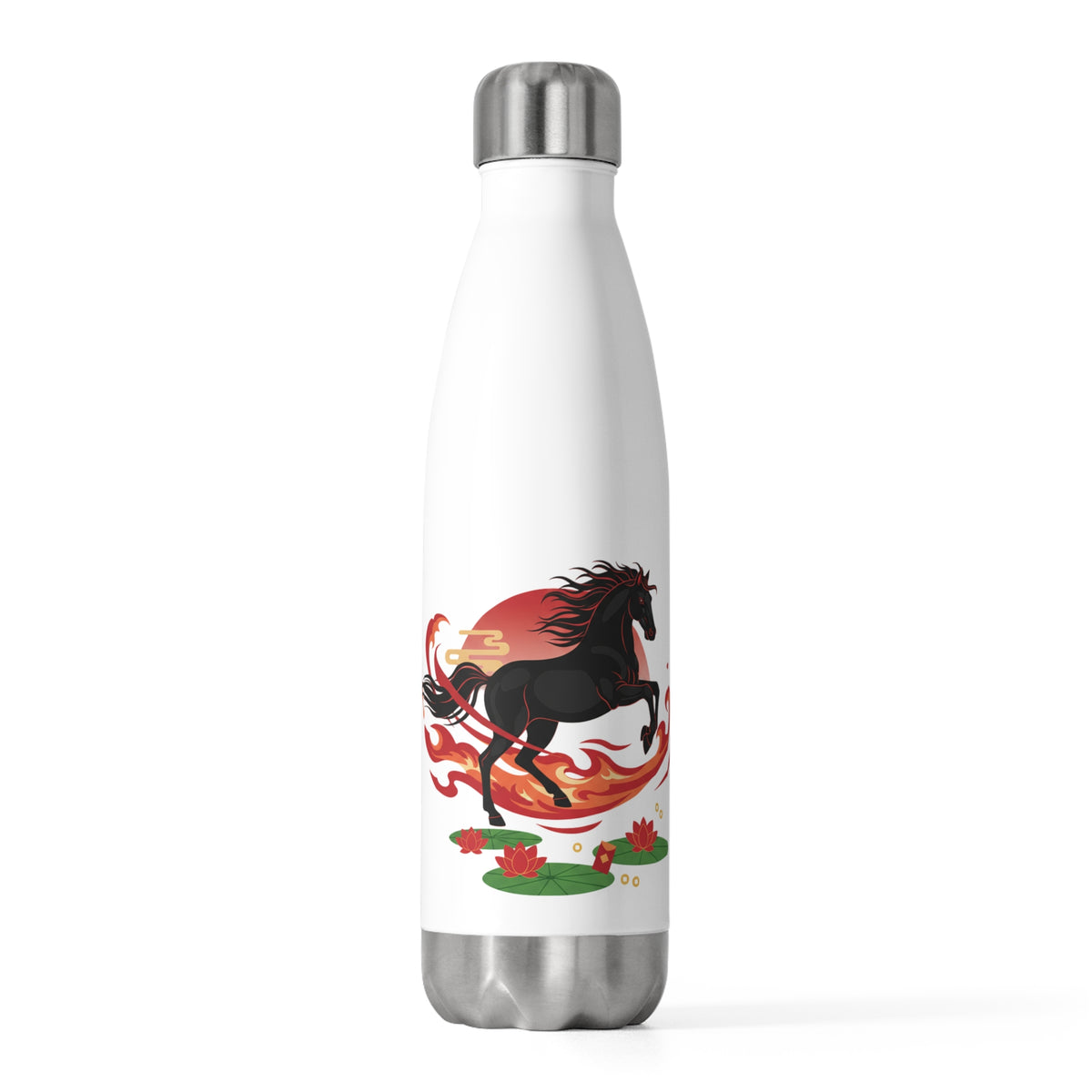 Fire Horse Cantering Lotus Pond | 20oz Insulated Stainless Tumbler Bottle | Lunar New Year 2026 Gift | Paper Cut Art