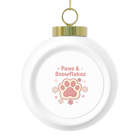 Christmas Ball Ornament Paws & Snowflakes Pet Holiday Design
