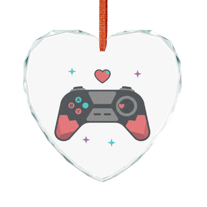 Game Controller Hearts | Crystal Glass Heart Ornament for Gamers | Valentine & Galentine Gift | Pastel Y2K Aesthetic Decor