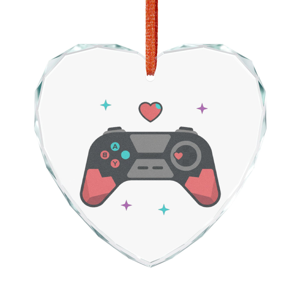 Game Controller Hearts | Crystal Glass Heart Ornament for Gamers | Valentine & Galentine Gift | Pastel Y2K Aesthetic Decor