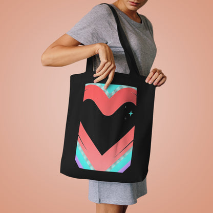 Neon Heart Glow | Cotton Tote Bag for Everyday + Campus | Valentine & Galentine Gift for Her, Friends | Y2K Aesthetic