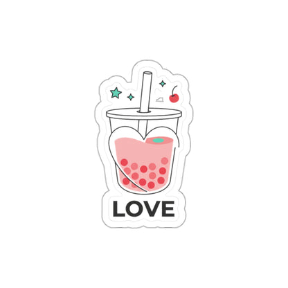 Boba Tea Heart Love Sticker | Die-Cut Vinyl Sticker for Laptop & Water Bottle | Valentine & Galentine Gift | Cute Kawaii Aesthetic