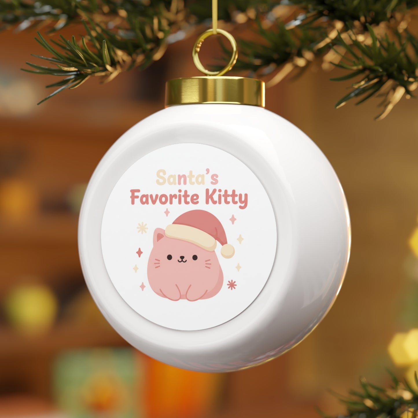 Christmas Ball Ornament - Santa's Favorite Kitty