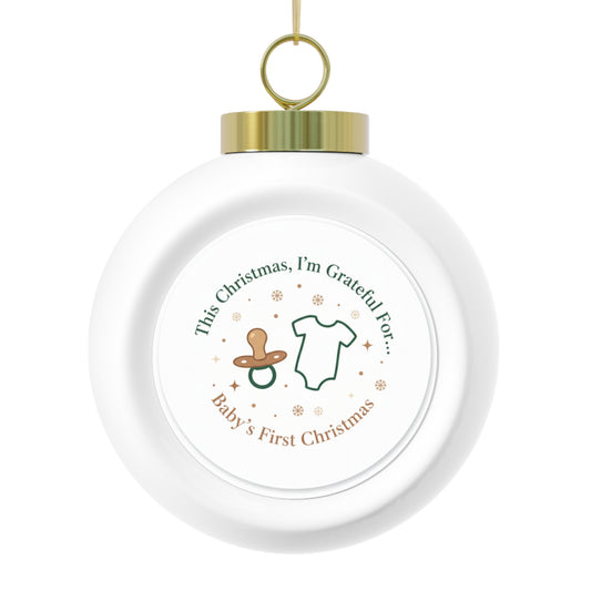 Christmas Ball Ornament - Baby's First Christmas, Glossy Ceramic
