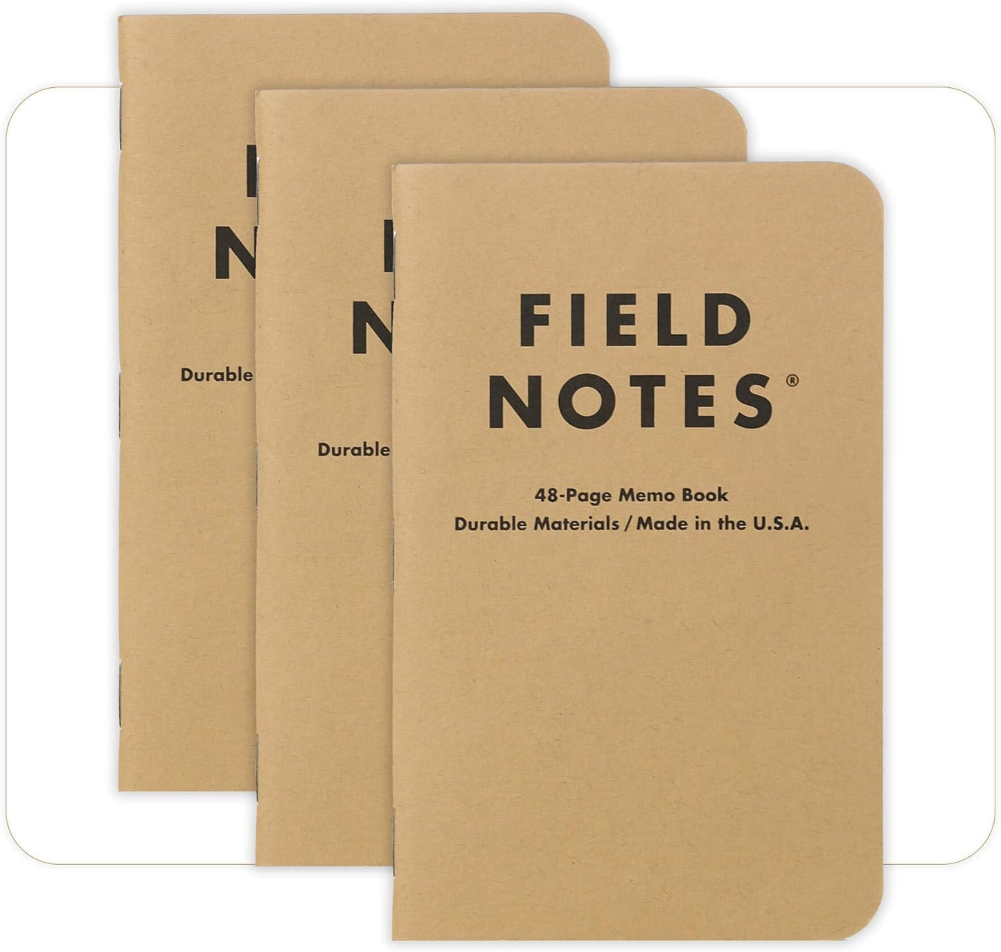 : Original Kraft 3-Pack - Ruled Paper Memo Books - Lined 48 Page Pocket Notebooks - 3.5" X 5.5"