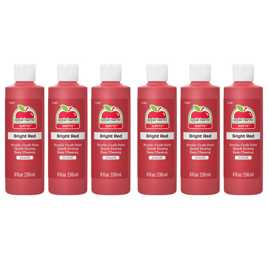 Acrylic Paint Matte, 8oz., Bright Red, Pack of 6