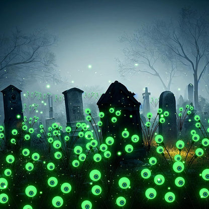 Halloween Decorations Outdoor Solar Scary Eyeball Lights, 2-Pack 16 LED Halloween Decor Solar Garden Lights, Waterproof Halloween Night Light Spooky Pathway Lights for Yard Patio Lawn Party