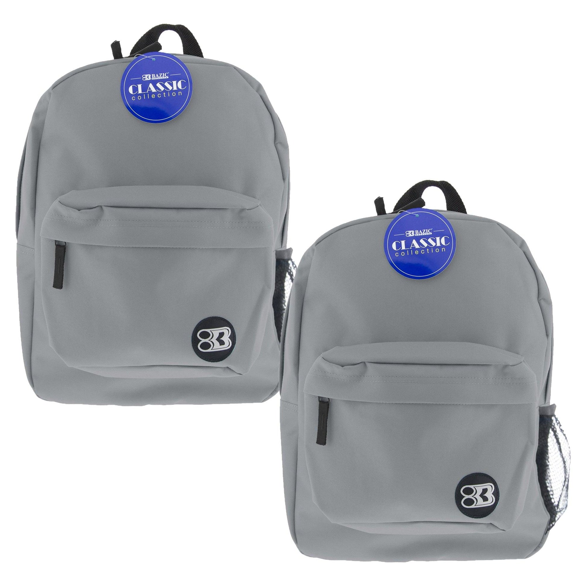 17" Classic Backpack, Gray, Pack of 2 - Loomini