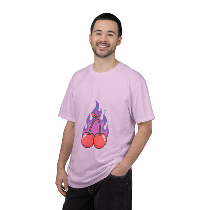 Cherry Pair Flames Tee | Unisex Garment-Dyed Cotton T-Shirt, Y2K Aesthetic | Valentine & Galentine Gift | Edgy Cute